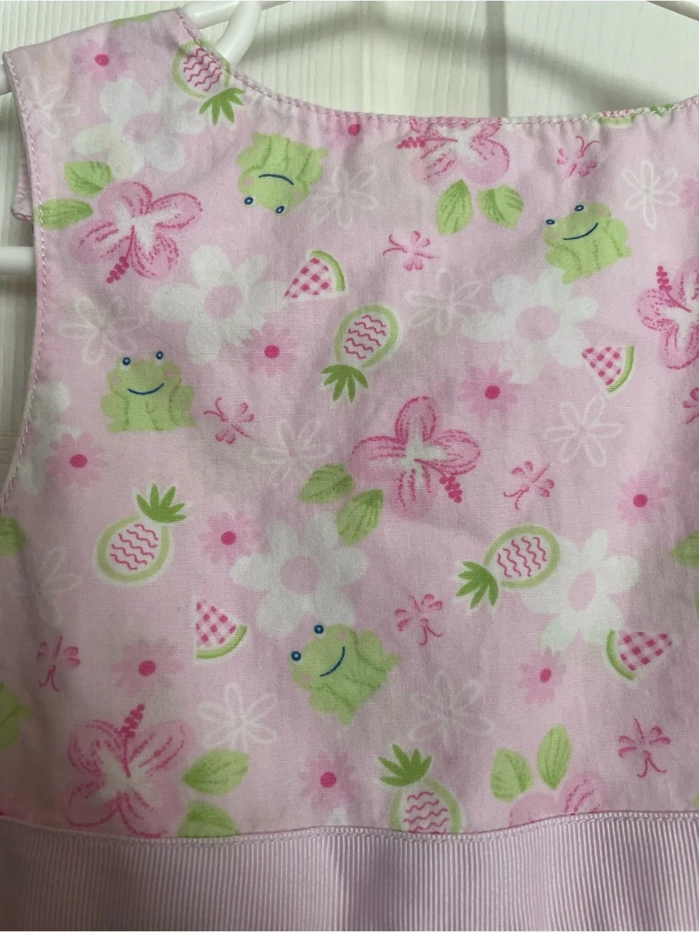 Chelsea’s Corner 100% Cotton 18-24 mo Pink Floral & Green Frog Sleeveless Dress